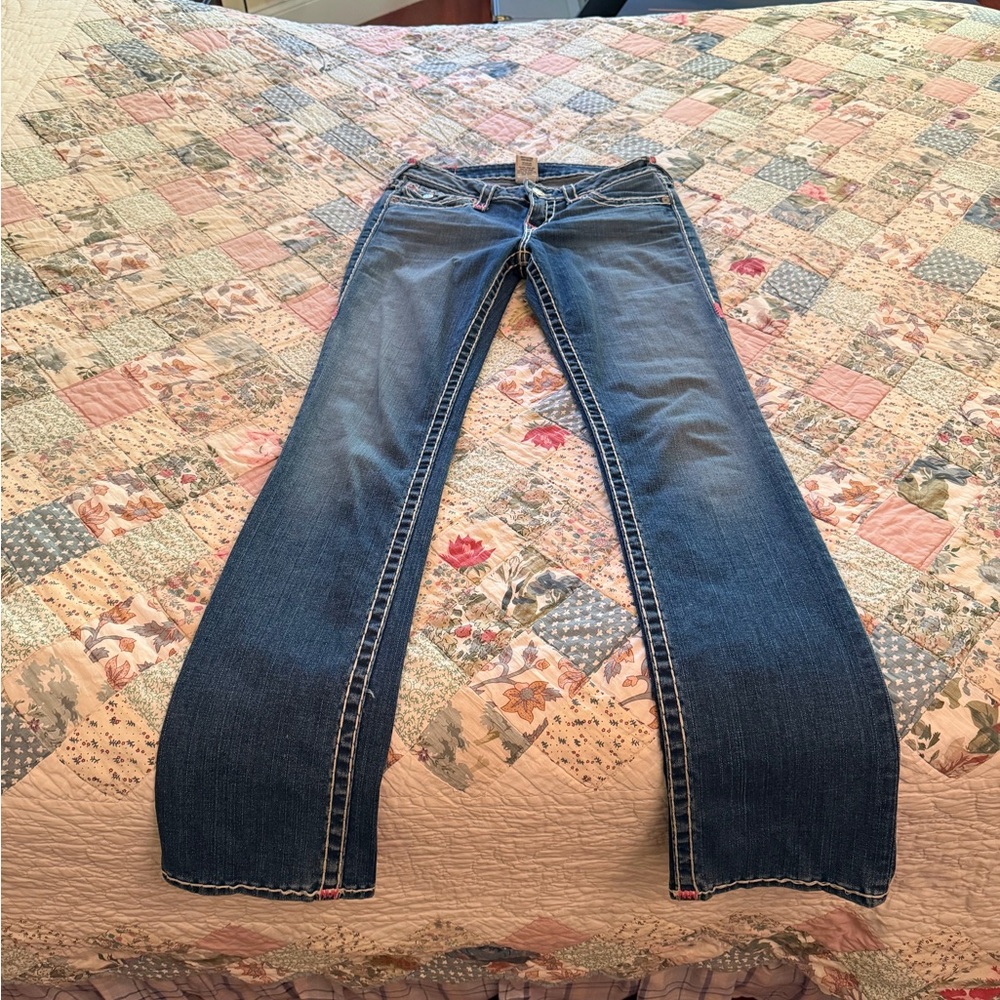 WOMENS TRUE RELIGION BILLY SUPER T STRAIGHT LEG JEANS SIZE 28